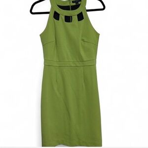 Banana Republic Petite Green Knee Length Dress with Cut Out Detail